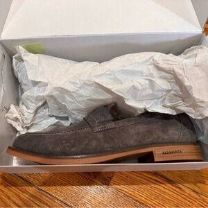 NIB AllSaints Men's Sam Suede Loafer in Grey Size 11/EU 44
